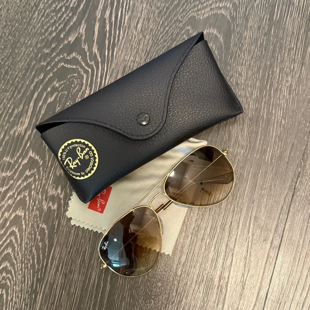 Ray-Ban Aviator Metal II Brown and Gold Gradient Sunglasses - Picture 3 of 5